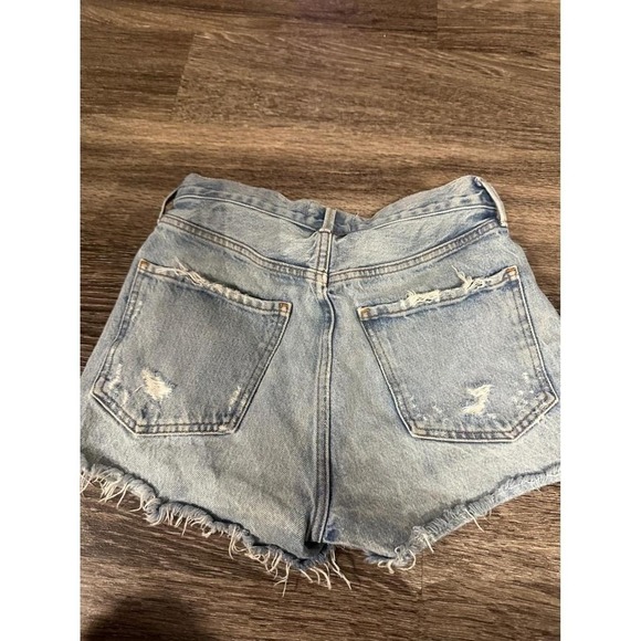 AGOLDE Riley High Rise Distressed Denim Cut Off Shorts Light Wash Size 26 - Picture 2 of 3